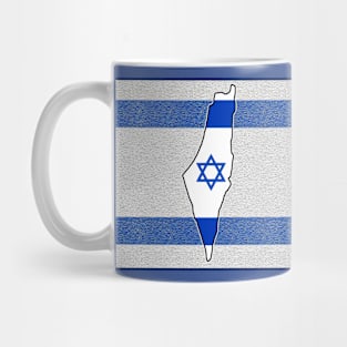 Map of Israel on Stylized Israeli Flag Mug